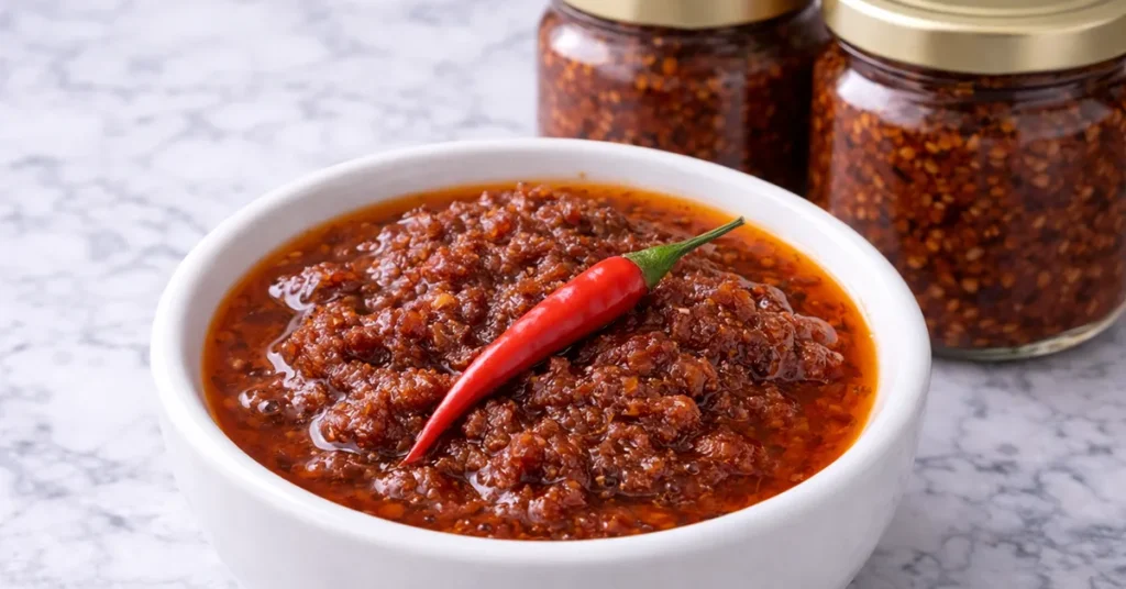 a bowl and a couple bottle of ginisang bagoong