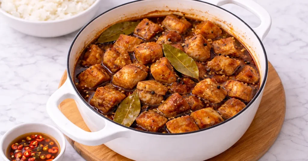 a pot of adobong baboy