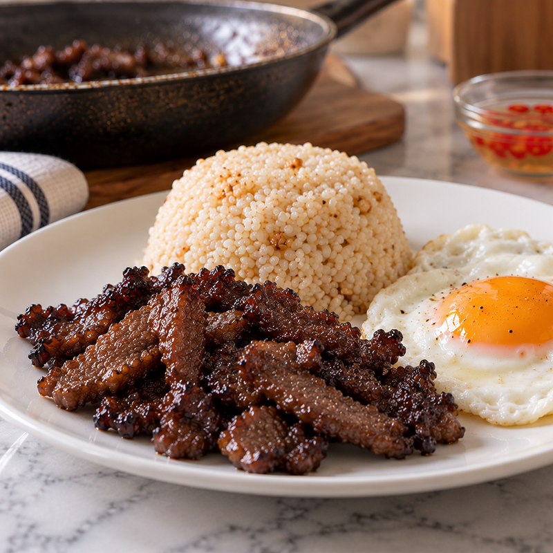 Tapsilog plate, the finished dish as the result of how to make beef tapa.